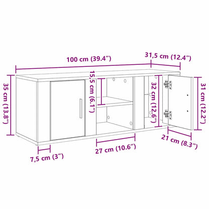 Televizní Skříň 100 X 31,5 X 35 Cm Černý Dub Kompozitní Dřevo