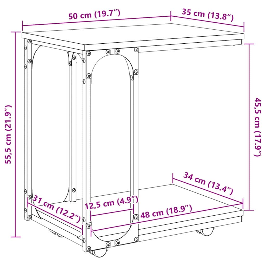 Boční Stůl Artisanový Dub 50 X 35 X 55.5 Cm Kompozitní Dřevo