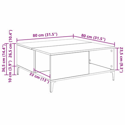 Konferenční Stolek Černý Dub 80 X 80 X 36,5 Cm Kompozitní Dřevo