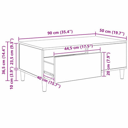 Konferenční Stolek Staré Dřevo 90 X 50 X 35 Cm Kompozitní Dřevo