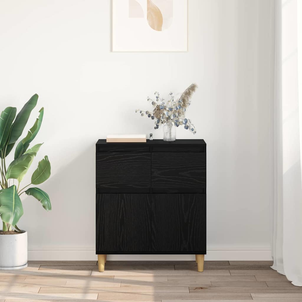 Servírovací Skříň Černý Dub 60 X 35 X 70 Cm Kompozitní Dřevo