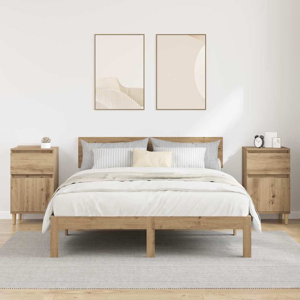 Noční Skříňka 2 Ks Artisanový Dub 40 X 35 X 70 Cm