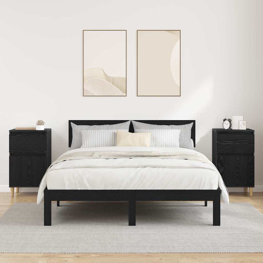Noční Skříňka 2 Ks Černý Dub 40 X 35 X 70 Cm Kompozitní Dřevo