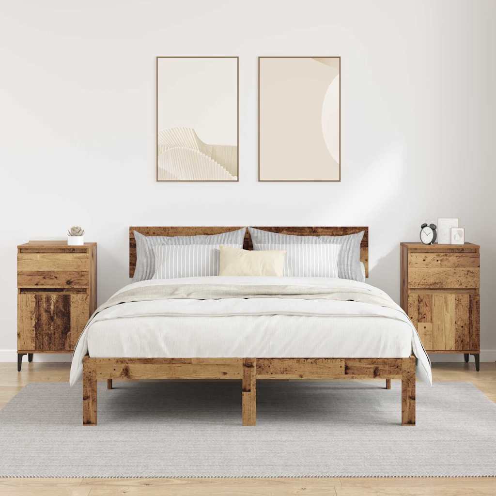 Noční Skříňka 2 Ks Staré Dřevo 40 X 35 X 70 Cm Kompozitní Dřevo