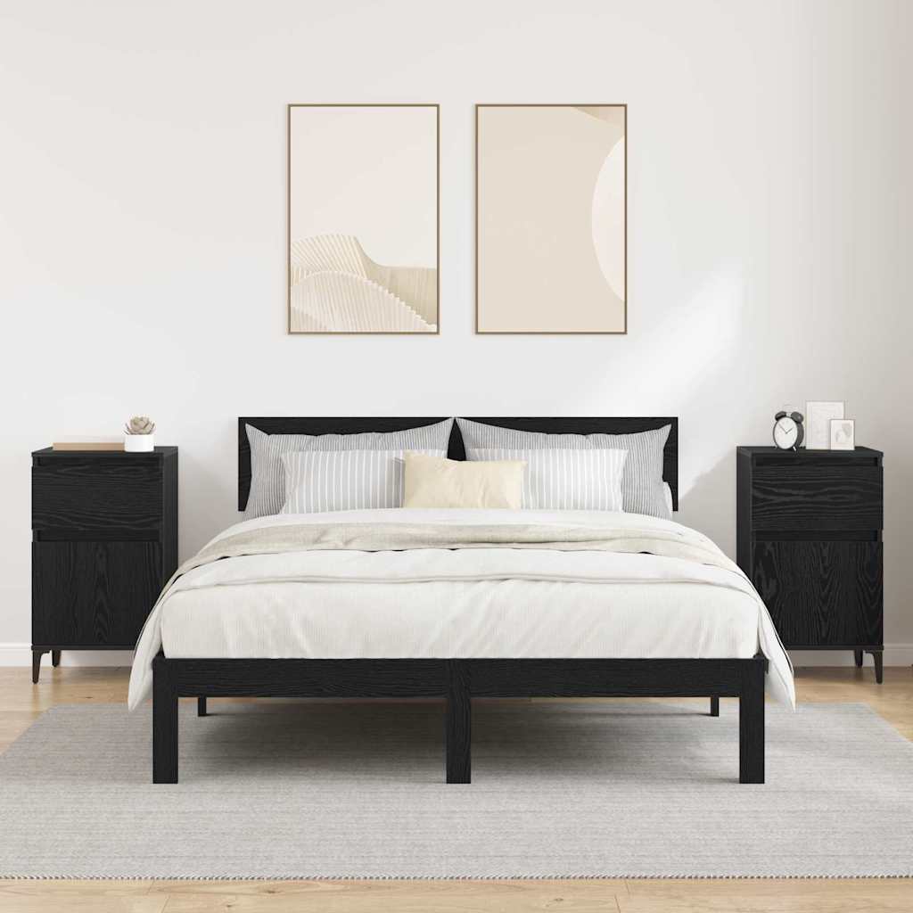 Noční Skříňka 2 Ks Černý Dub 40 X 35 X 70 Cm Kompozitní Dřevo