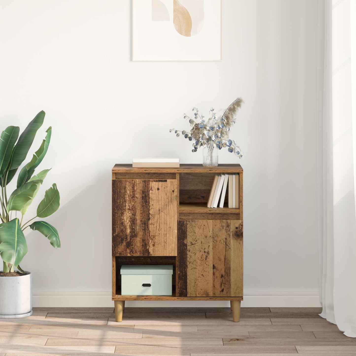 Servírovací Skříň Staré Dřevo 35 X 60 X 70 Cm Kompozitní Dřevo