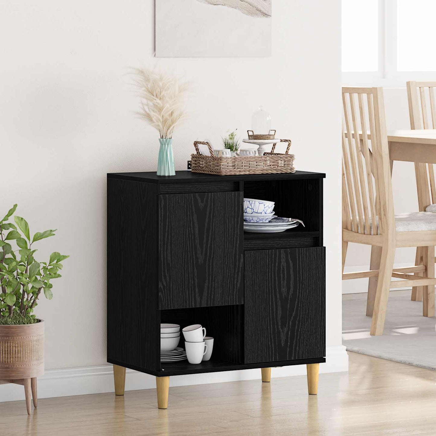 Servírovací Skříň Černý Dub 35 X 60 X 70 Cm Kompozitní Dřevo