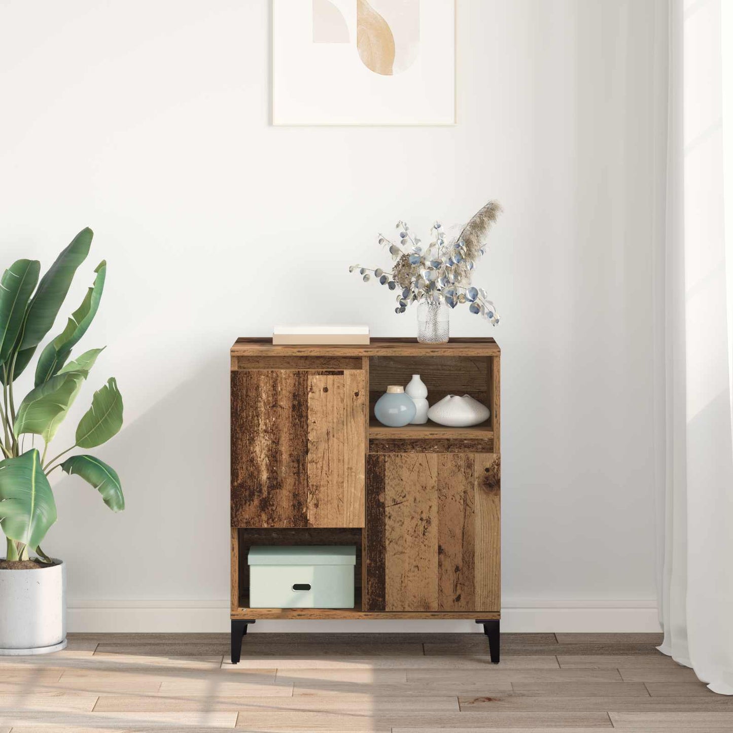 Servírovací Skříň Staré Dřevo 60 X 35 X 70 Cm Kompozitní Dřevo