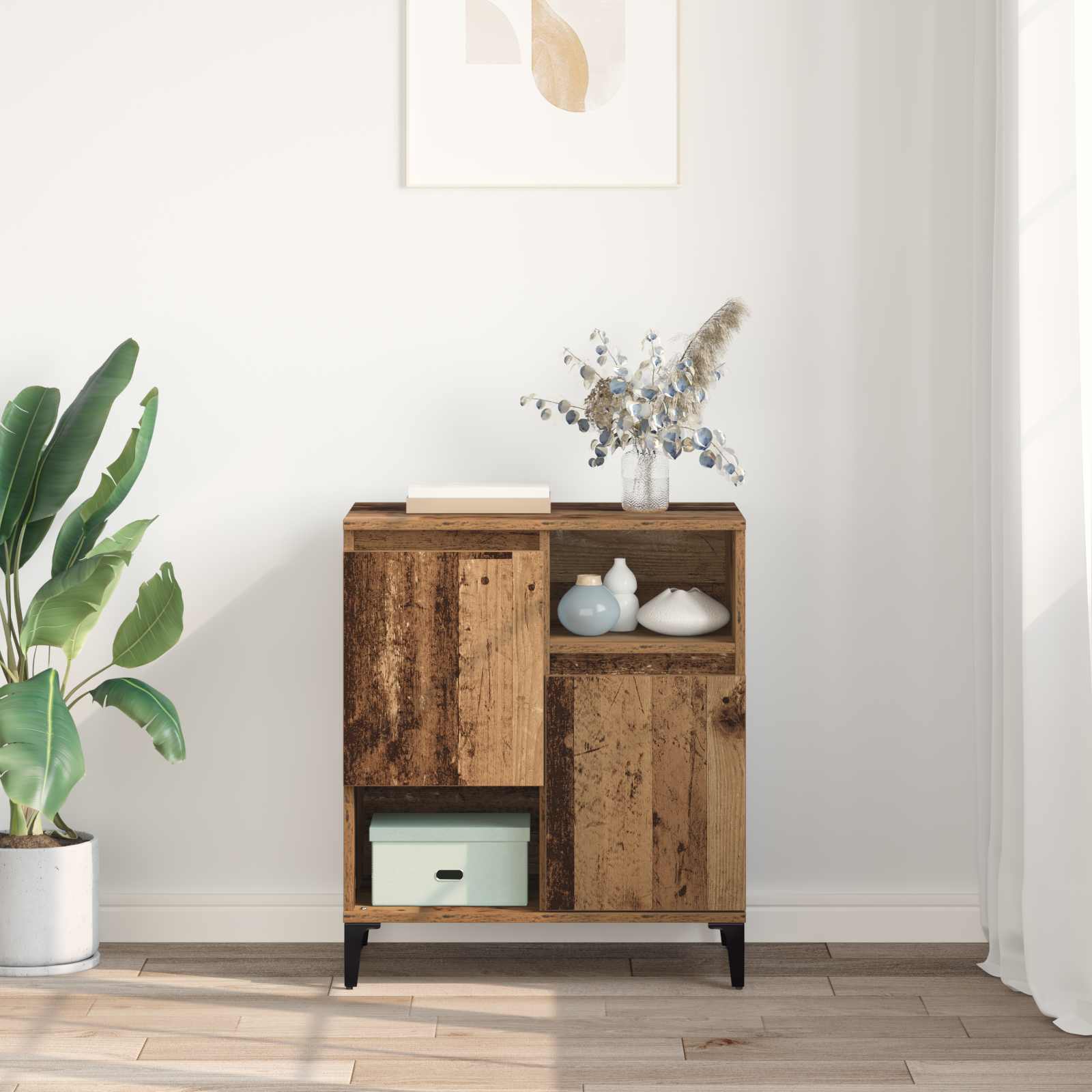 Servírovací Skříň Staré Dřevo 60 X 35 X 70 Cm Kompozitní Dřevo