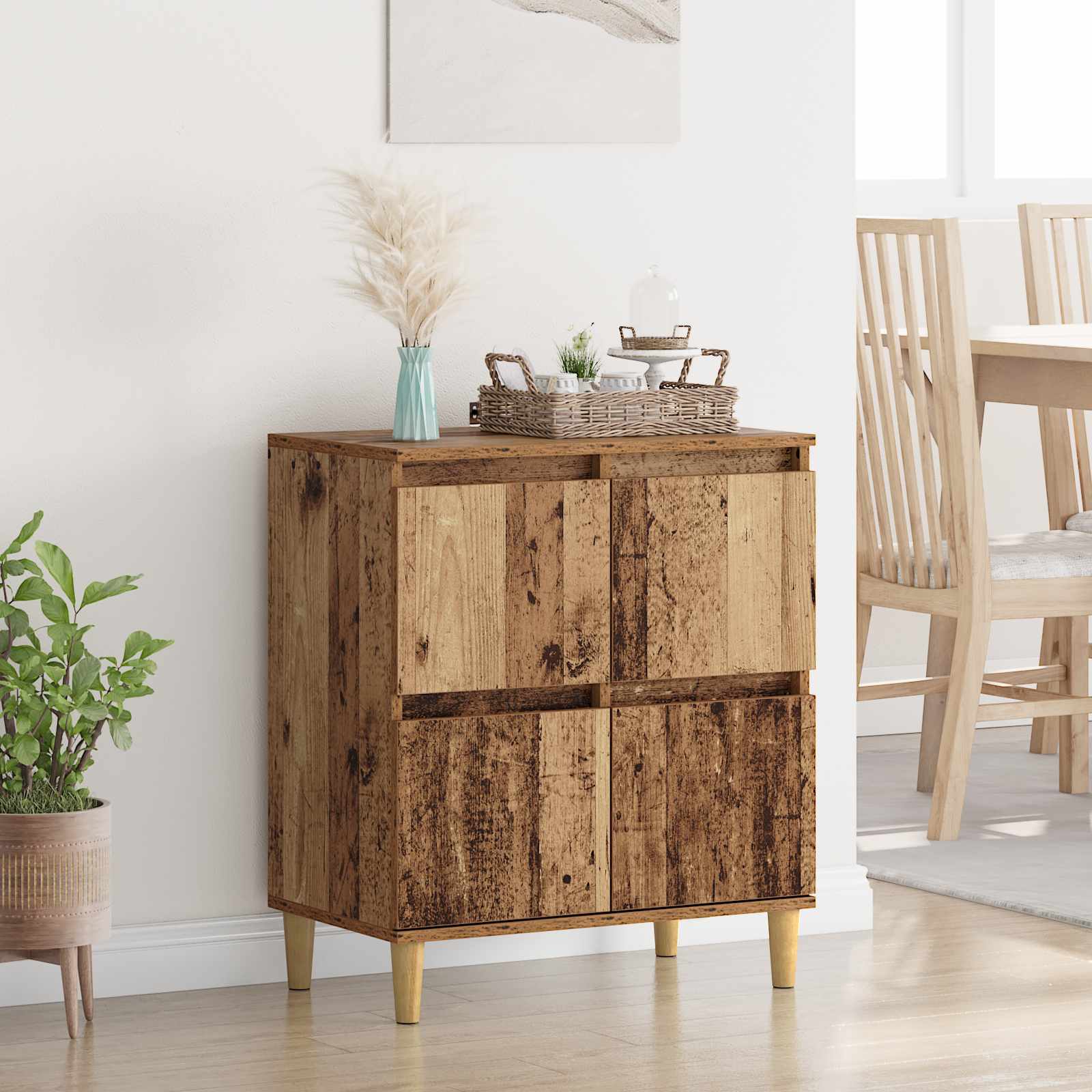 Servírovací Skříň Staré Dřevo 60 X 35 X 70 Cm Kompozitní Dřevo