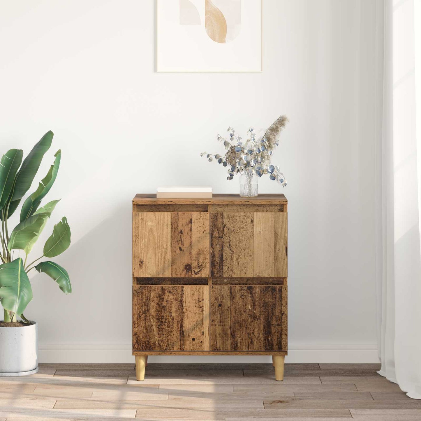 Servírovací Skříň Staré Dřevo 60 X 35 X 70 Cm Kompozitní Dřevo