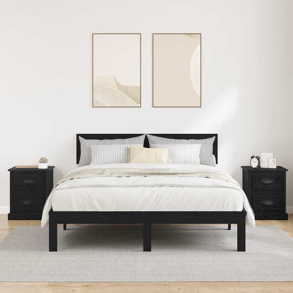 Noční Skříňka 2 Ks Černý Dub 39 X 39 X 47.5 Cm Kompozitní Dřevo