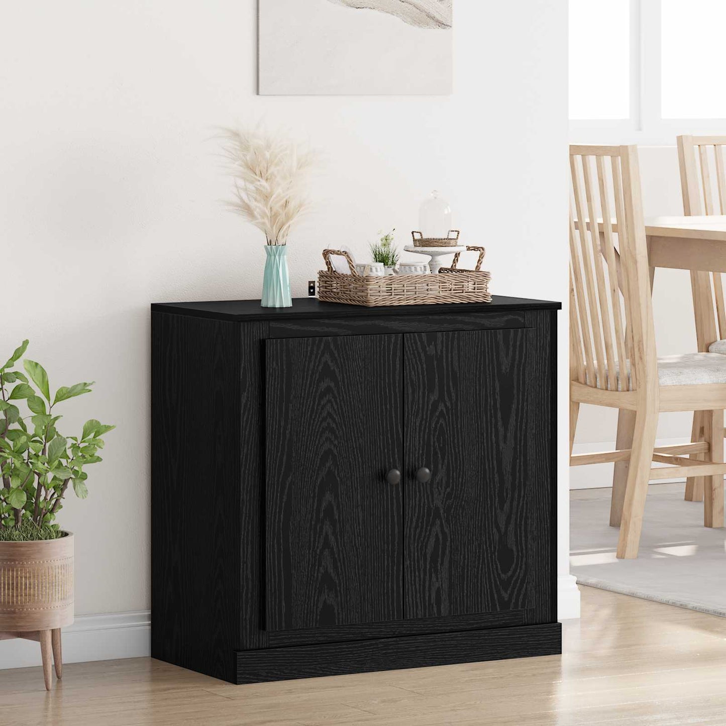 Servírovací Skříň 70 X 35,5 X 67,5 Cm Černý Dub