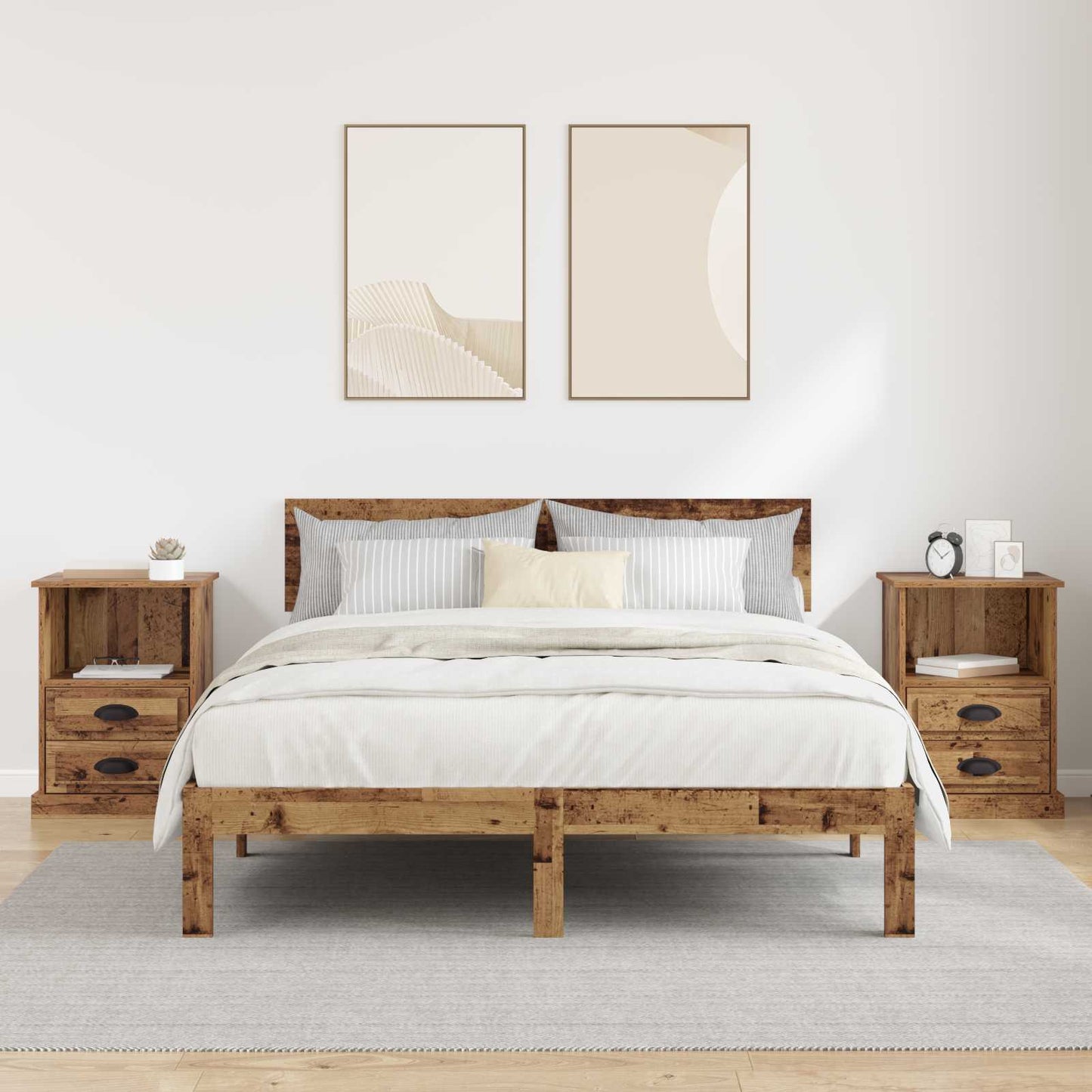 Noční Skříňka 2 Ks Staré Dřevo 36 X 43 X 60 Cm Kompozitní Dřevo