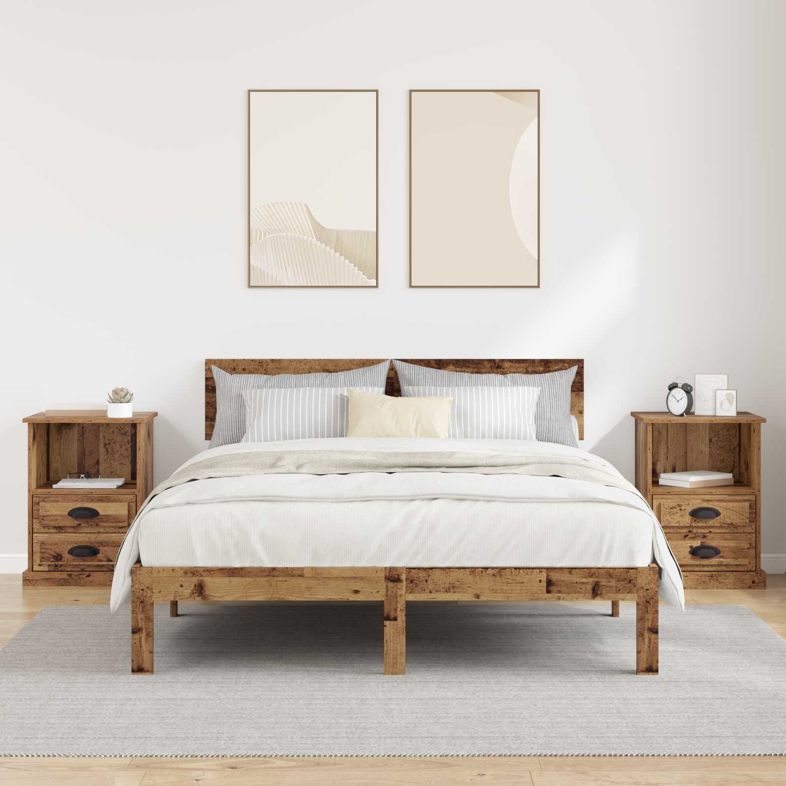Noční Skříňka 2 Ks Staré Dřevo 36 X 43 X 60 Cm Kompozitní Dřevo