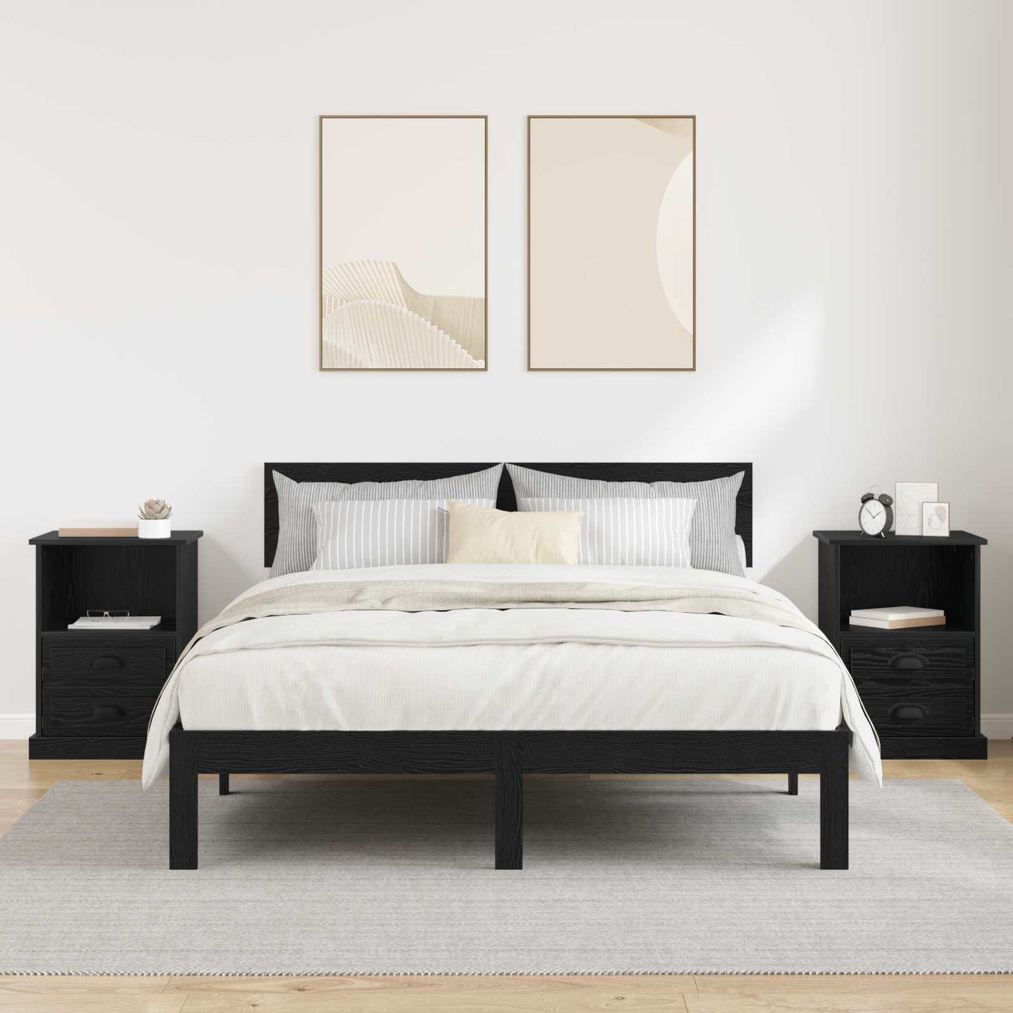 Noční Skříňka 2 Ks Černý Dub 36 X 43 X 60 Cm Kompozitní Dřevo