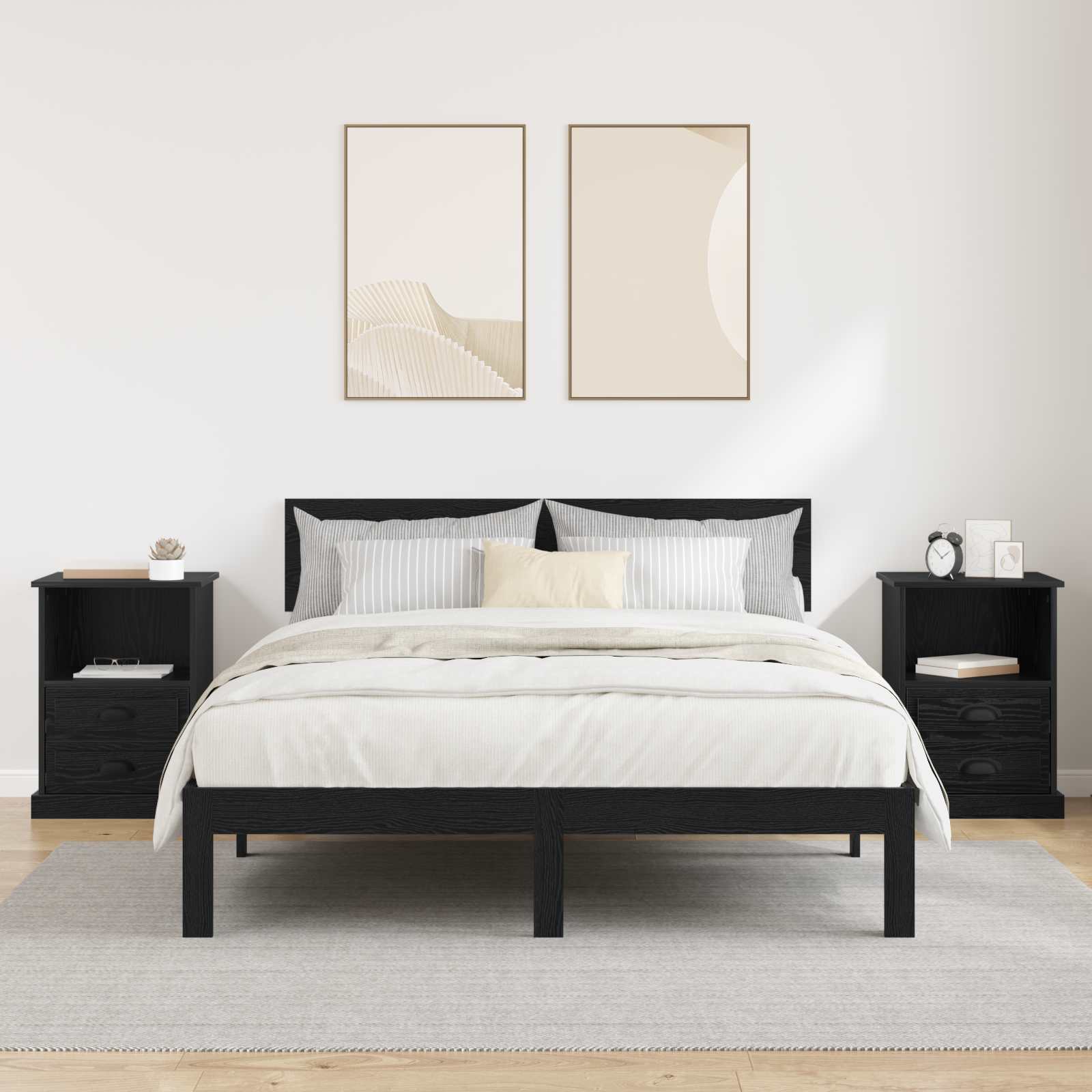 Noční Skříňka 2 Ks Černý Dub 36 X 43 X 60 Cm Kompozitní Dřevo