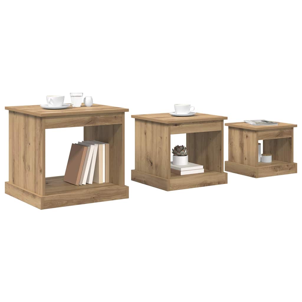 Konferenční Stolek 3 Pcs Artisanový Dub 48 X 45 X 45 Cm
