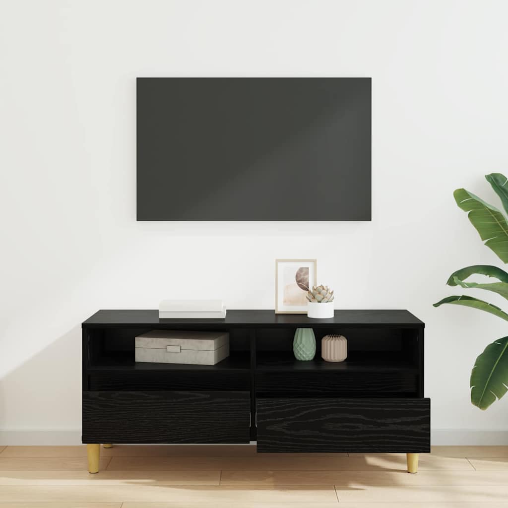 Televizní Skříň 100 X 34,5 X 44,5 Cm Černý Dub Kompozitní Dřevo