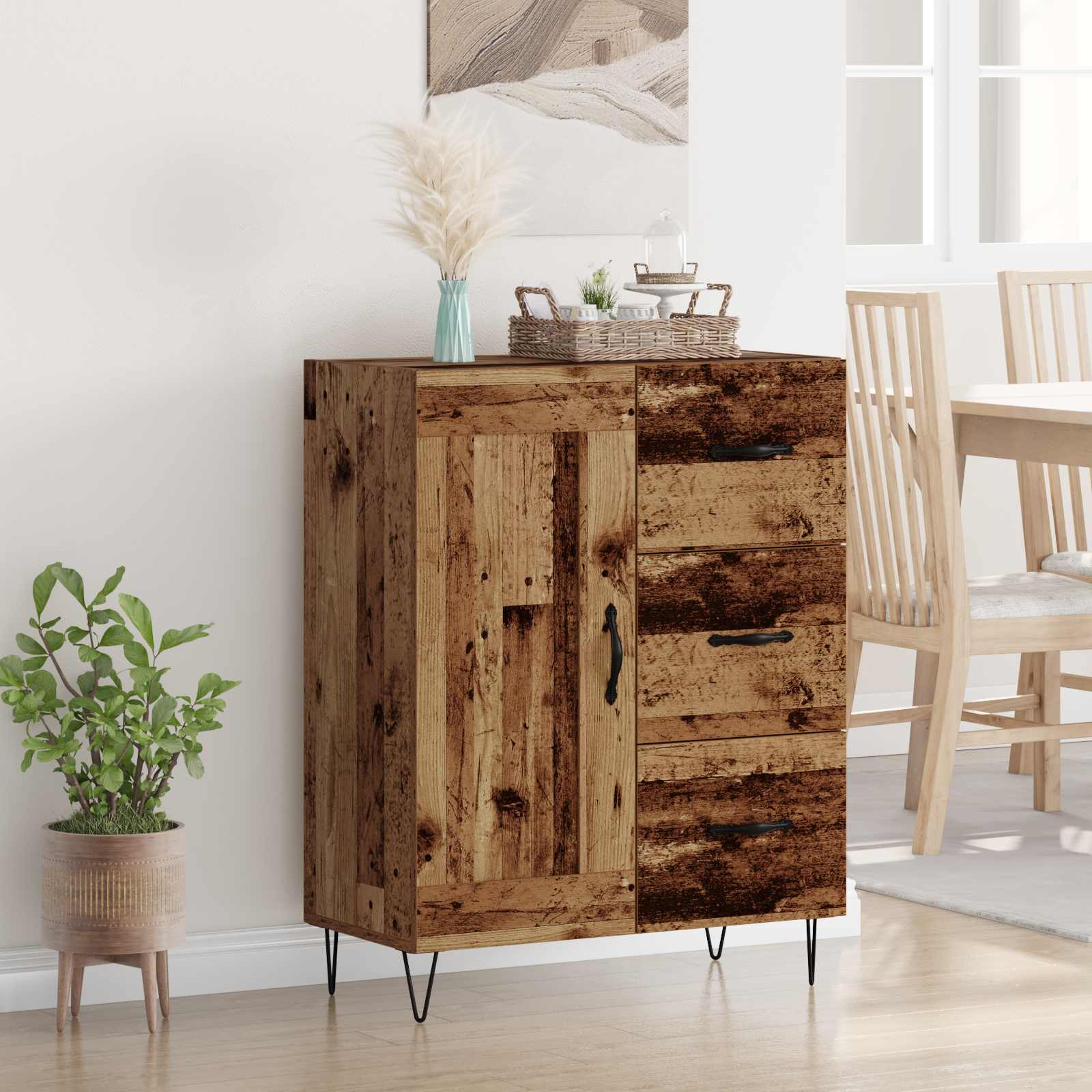 Servírovací Skříň Se Zásuvkou Staré Dřevo 69,5 X 34 X 90 Cm