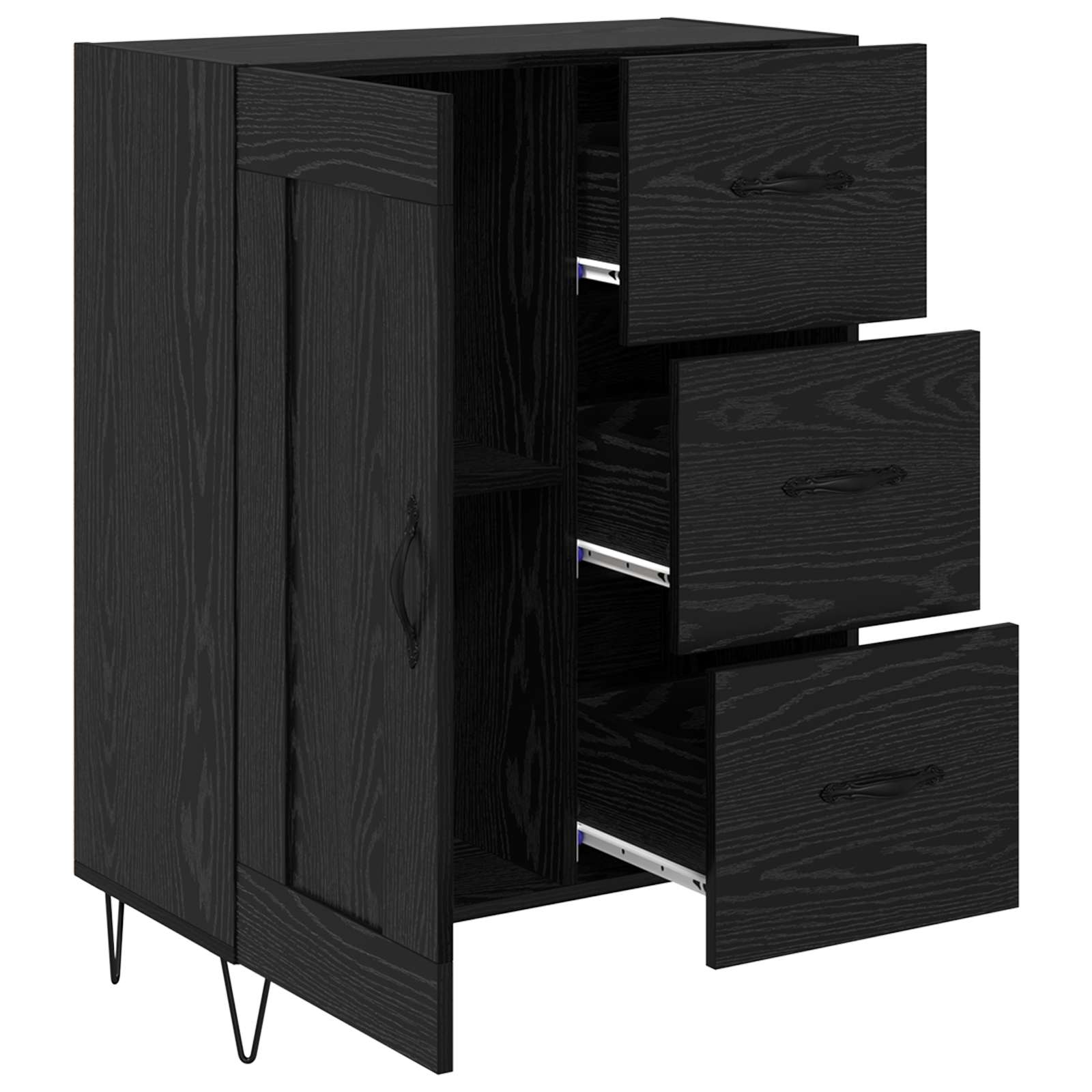 Servírovací Skříň Černý Dub 69,5 X 34 X 90 Cm Dřevěný Materiál