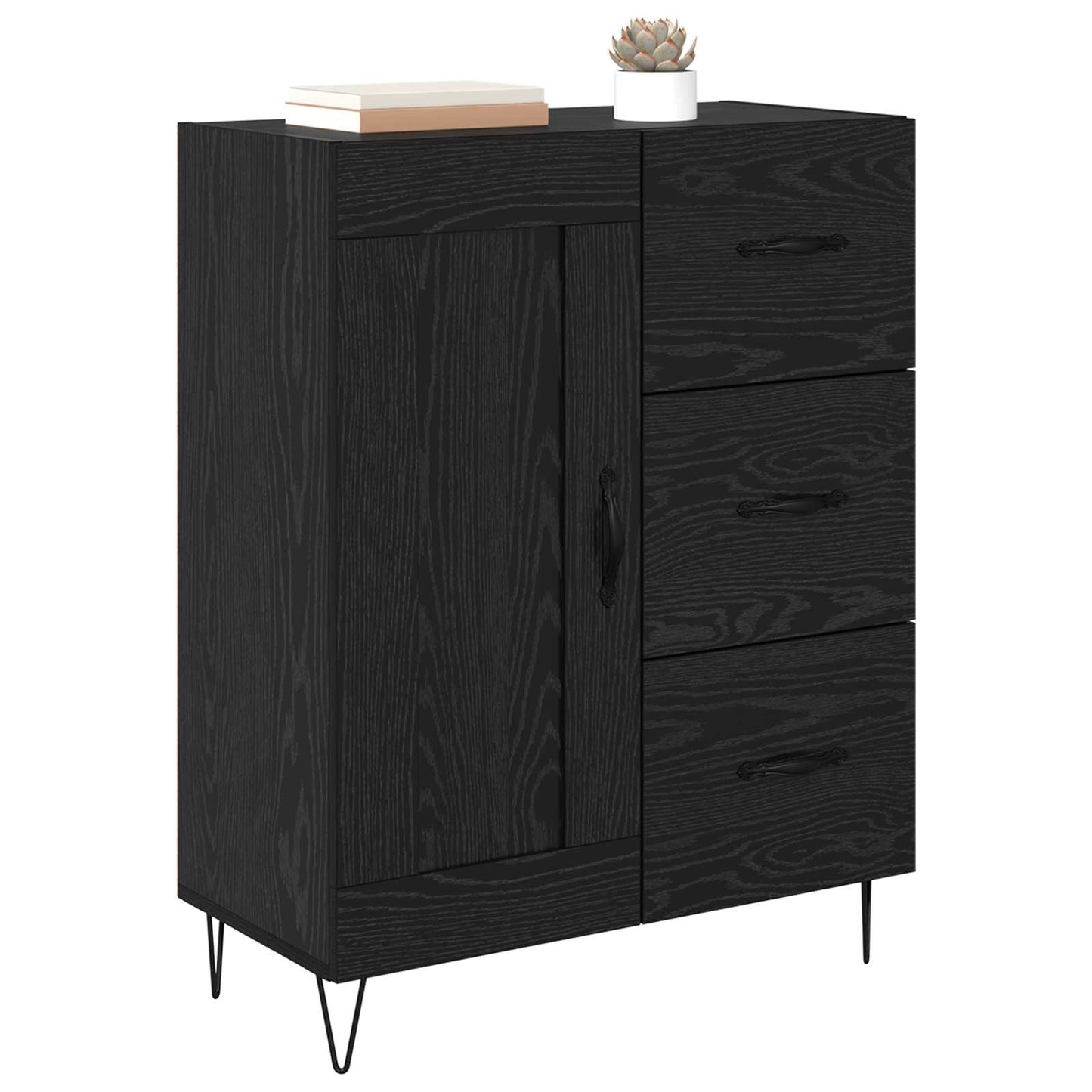 Servírovací Skříň Černý Dub 69,5 X 34 X 90 Cm Dřevěný Materiál