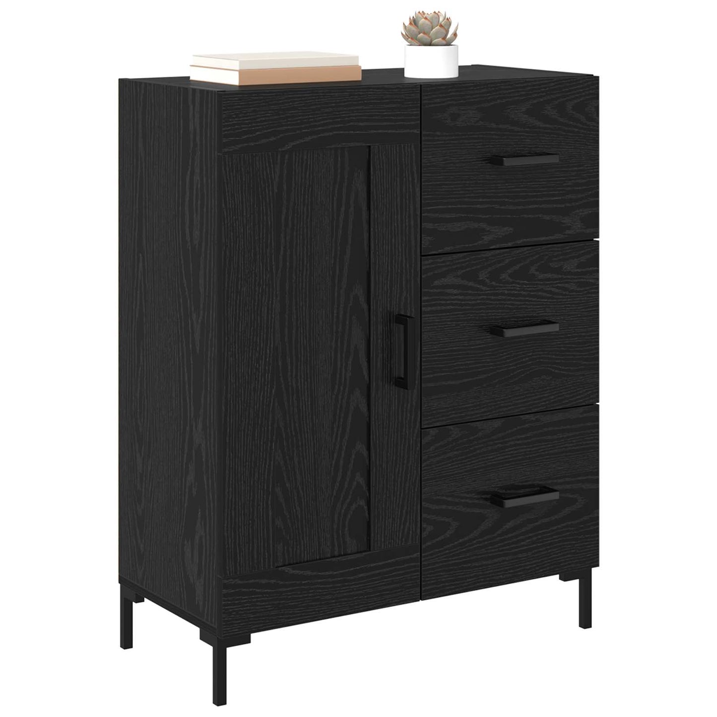 Servírovací Skříň Černý Dub 69.5 X 34 X 90 Cm Kompozitní Dřevo