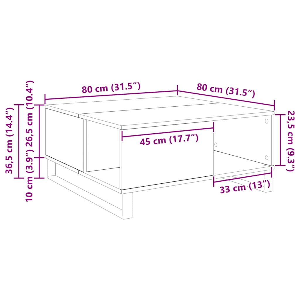 Konferenční Stolek Staré Dřevo 80 X 80 X 36,5 Cm