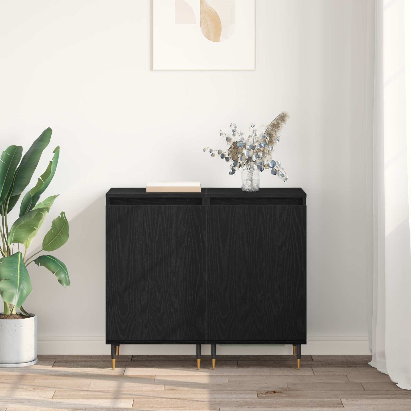 Servírovací Skříň 2 Pcs Černý Dub 40 X 35 X 70 Cm