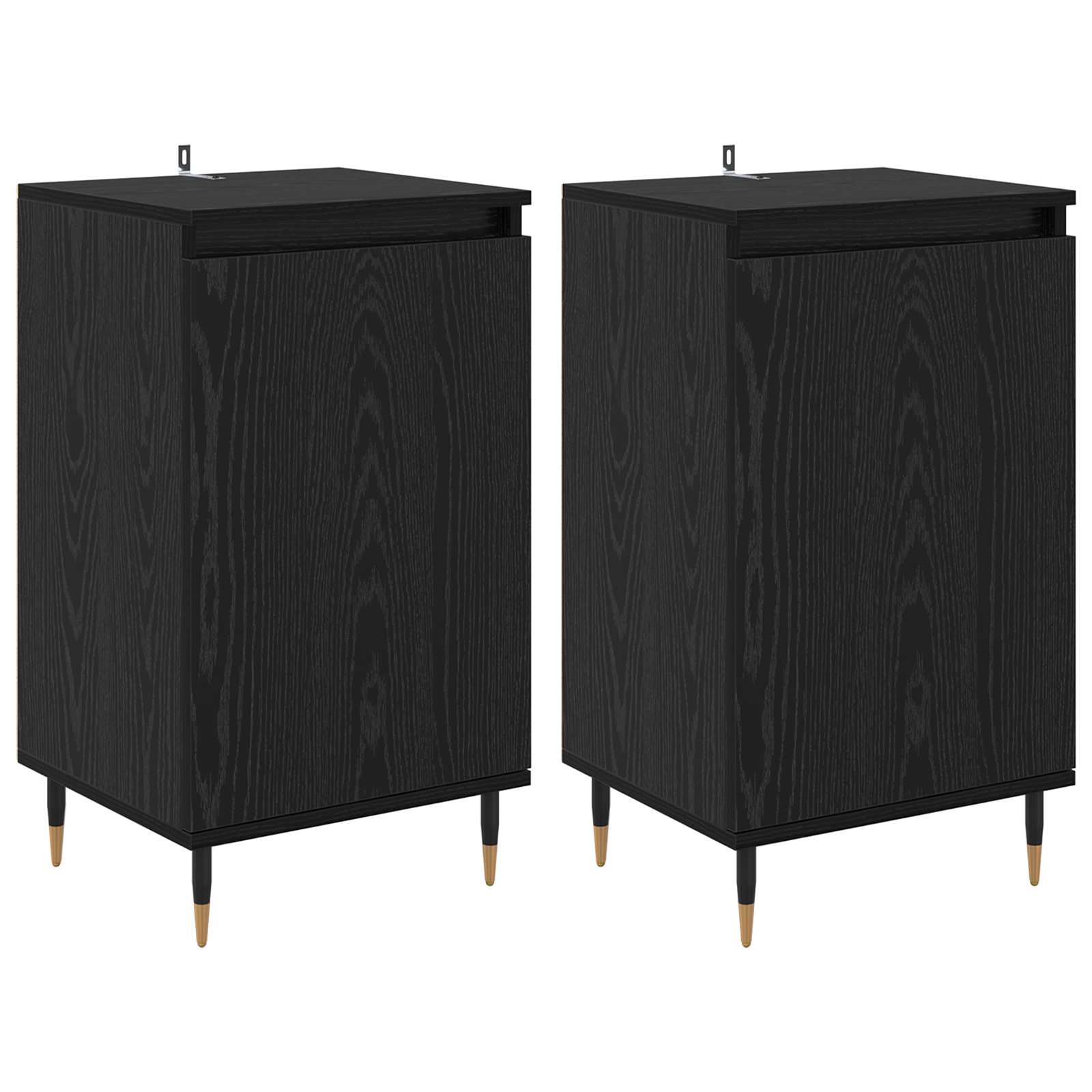 Servírovací Skříň 2 Pcs Černý Dub 40 X 35 X 70 Cm