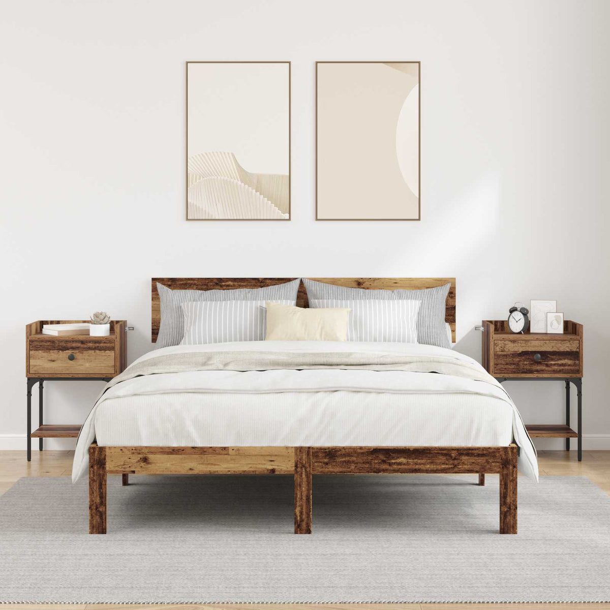Noční Stolek 2 Ks Staré Dřevo 40 X 29 X 60 Cm Kompozitní Dřevo
