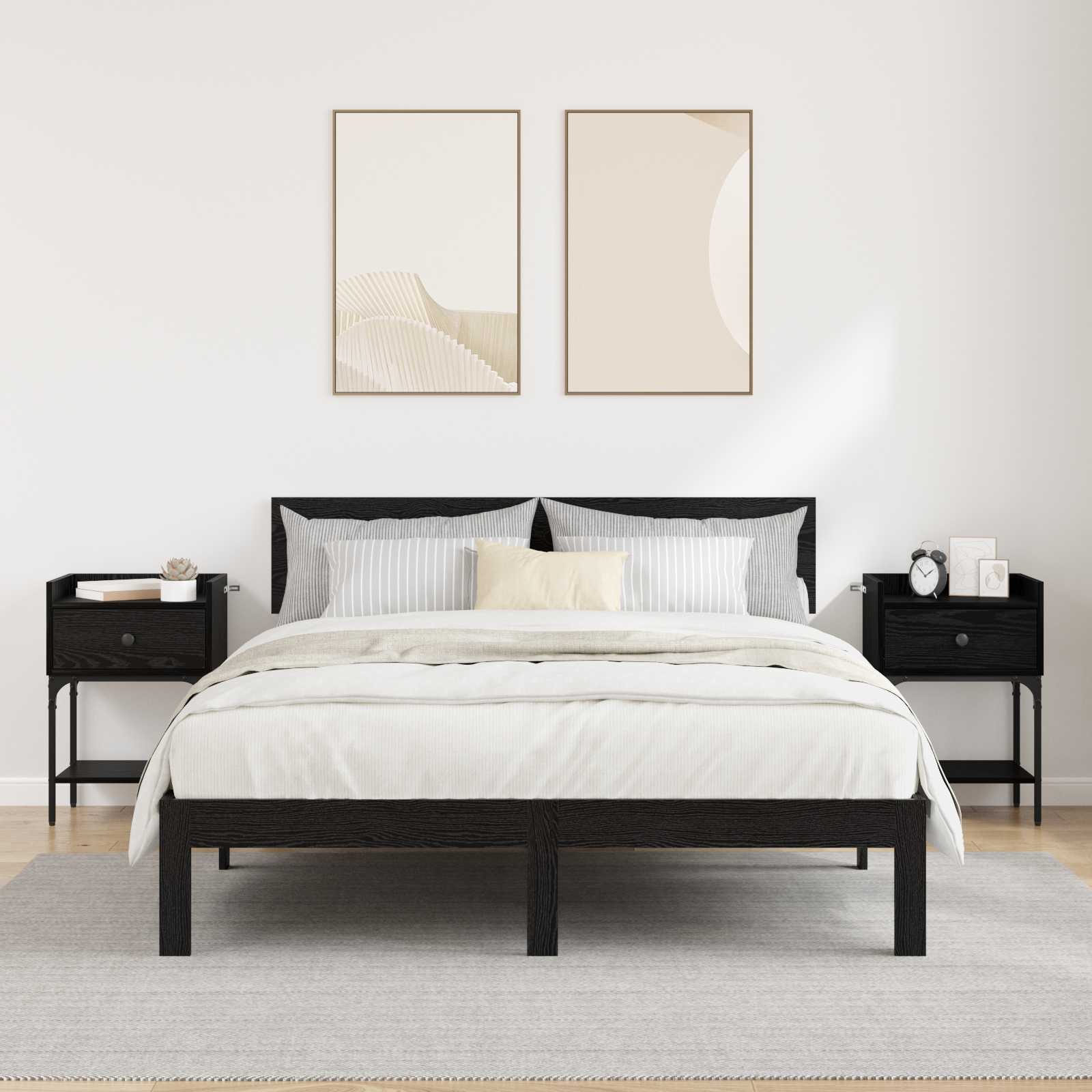Noční Stolek 2 Ks Černý Dub 40 X 29 X 60 Cm Kompozitní Dřevo