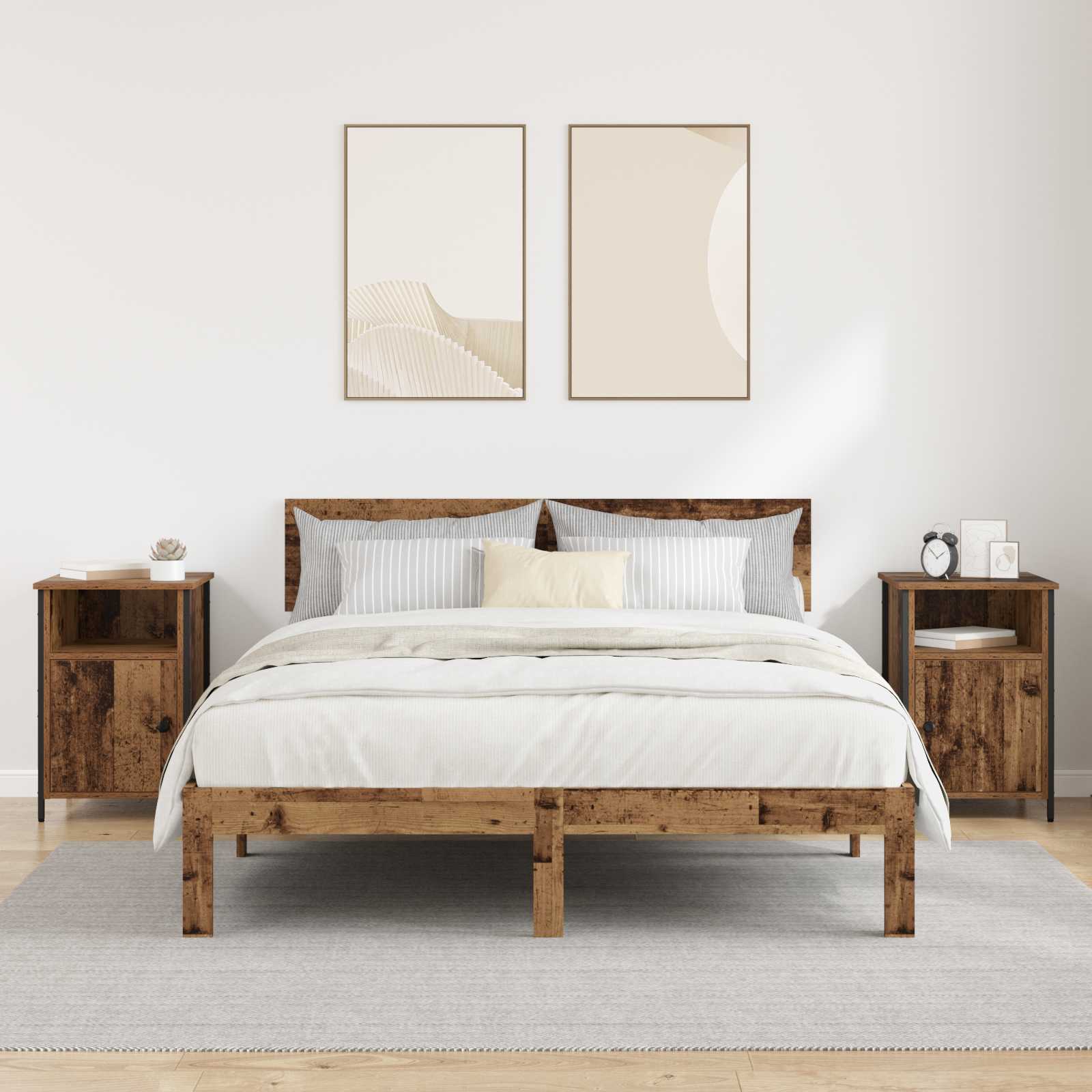 Noční Skříňka 2 Ks Staré Dřevo 40 X 42 X 60 Cm Kompozitní Dřevo