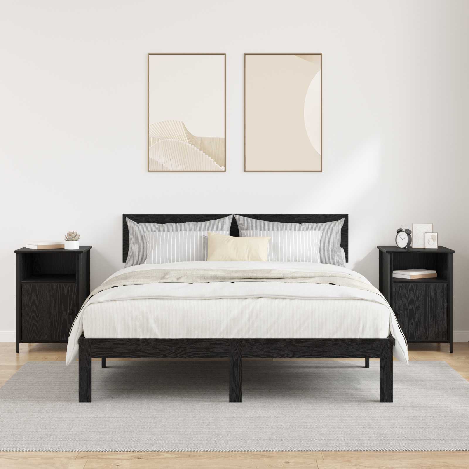 Noční Skříňka 2 Ks Černý Dub 40 X 42 X 60 Cm Kompozitní Dřevo