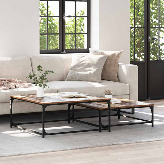 Konferenční Stolek 2 Pcs Staré Dřevo 80 X 80 X 35 Cm