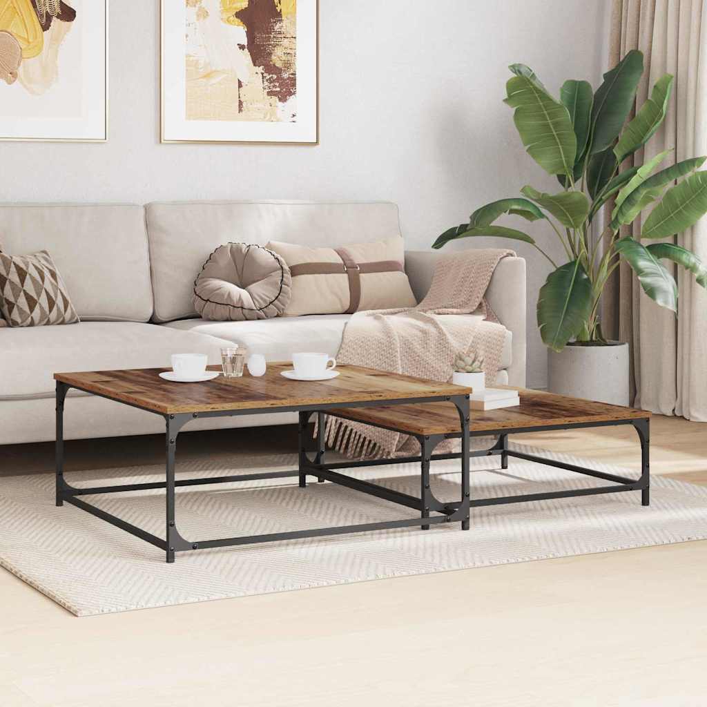 Konferenční Stolek 2 Pcs Staré Dřevo 80 X 80 X 35 Cm