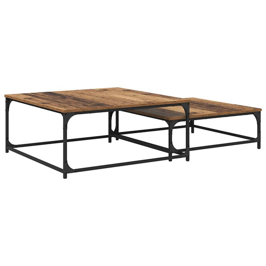 Konferenční Stolek 2 Pcs Staré Dřevo 80 X 80 X 35 Cm