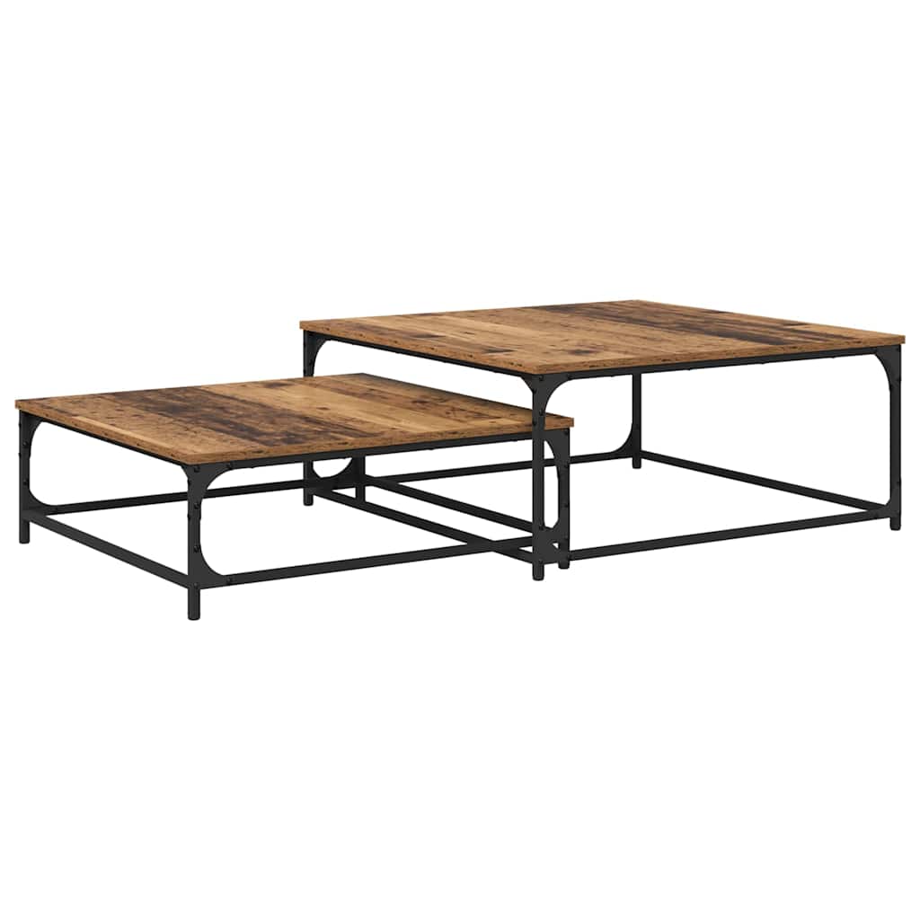 Konferenční Stolek 2 Pcs Staré Dřevo 80 X 80 X 35 Cm