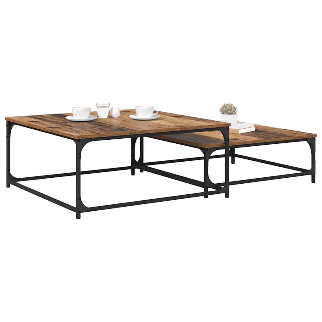 Konferenční Stolek 2 Pcs Staré Dřevo 80 X 80 X 35 Cm