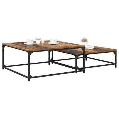 Konferenční Stolek 2 Pcs Staré Dřevo 80 X 80 X 35 Cm