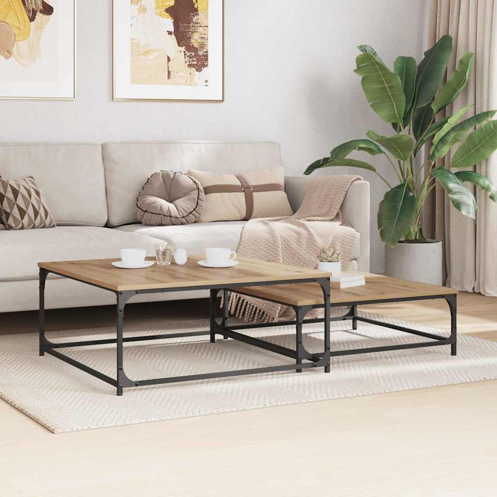 Konferenční Stolek 2 Pcs Artisanový Dub 80 X 80 X 35 Cm