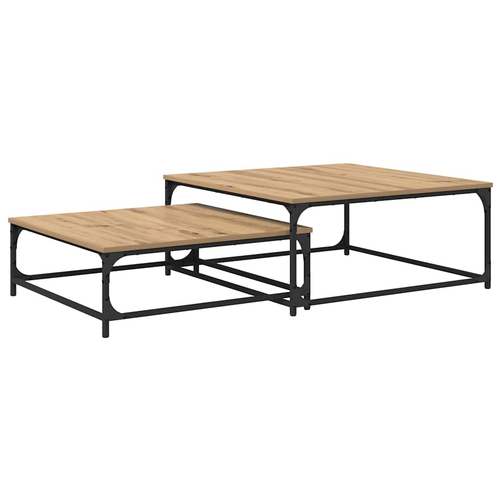 Konferenční Stolek 2 Pcs Artisanový Dub 80 X 80 X 35 Cm