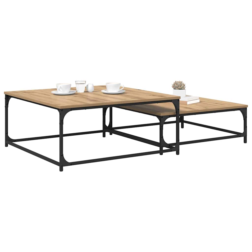 Konferenční Stolek 2 Pcs Artisanový Dub 80 X 80 X 35 Cm