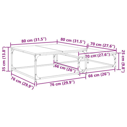 Konferenční Stolek 2 Pcs Artisanový Dub 80 X 80 X 35 Cm