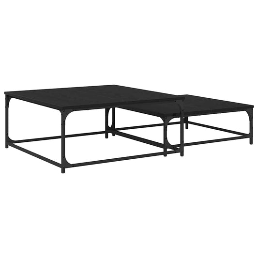 Konferenční Stolek 2 Pcs Černý Dub 80 X 80 X 35 Cm