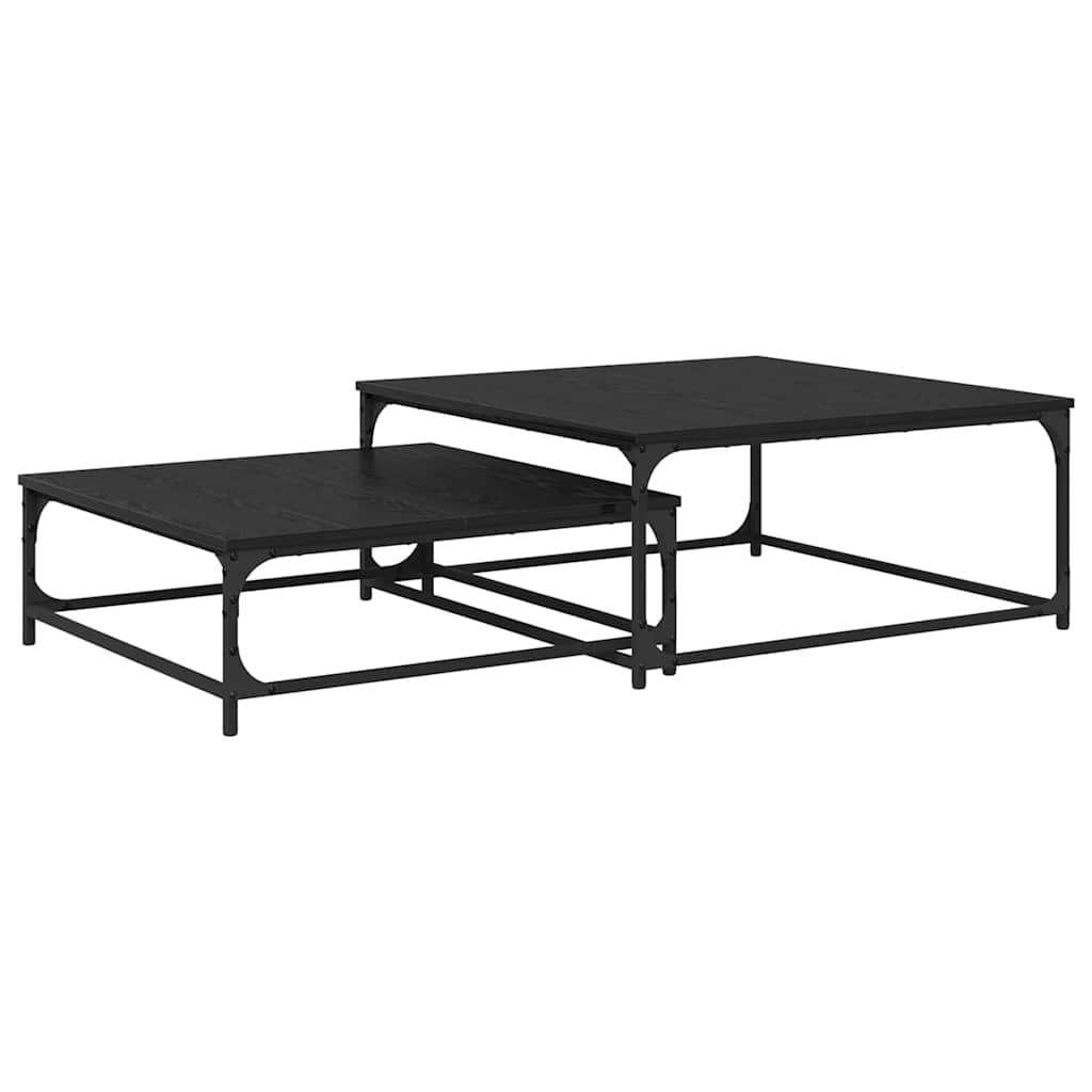 Konferenční Stolek 2 Pcs Černý Dub 80 X 80 X 35 Cm