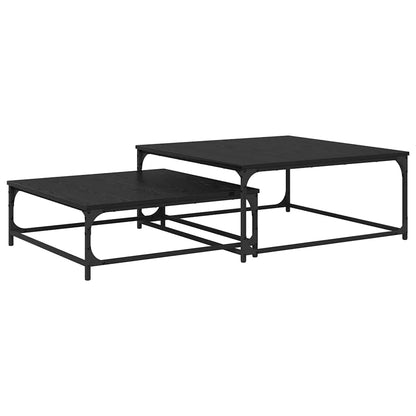 Konferenční Stolek 2 Pcs Černý Dub 80 X 80 X 35 Cm