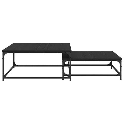 Konferenční Stolek 2 Pcs Černý Dub 80 X 80 X 35 Cm