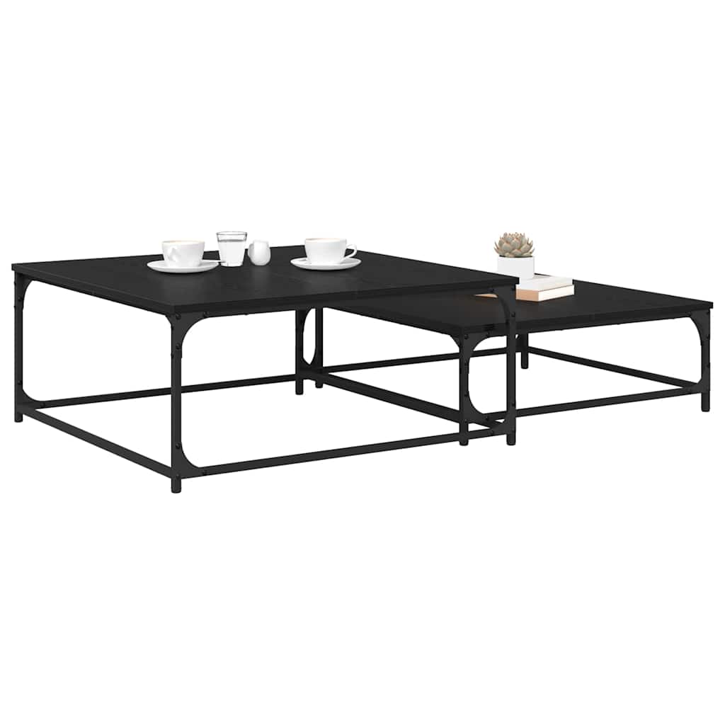 Konferenční Stolek 2 Pcs Černý Dub 80 X 80 X 35 Cm
