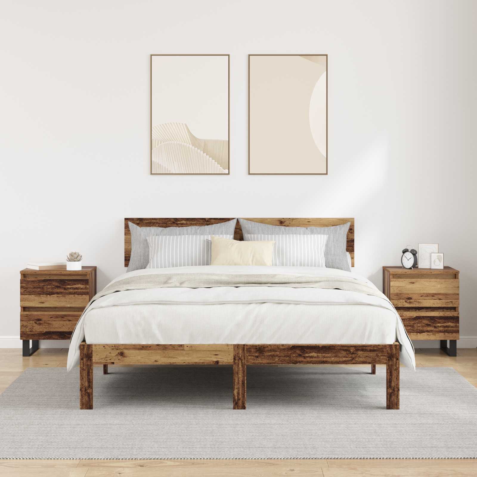 Noční Skříňka 2 Ks Staré Dřevo 40 X 35 X 50 Cm Kompozitní Dřevo